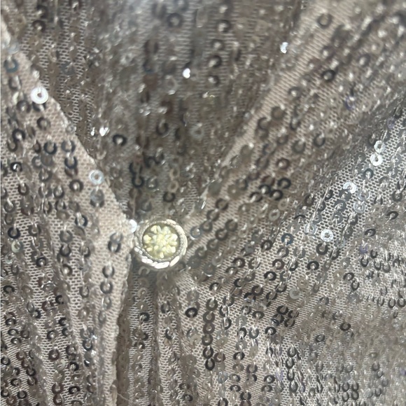 JUDITH MARCH ANTHROPOLOGIE SILVER SEQUIN IRIDESCENT WRAP AROUND PARTY DRESS SZ S - Picture 6 of 10